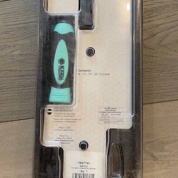 MATCO 4 PIECE CURVED TIP PRY BAR SET - GREEN, NEW IN BOX - Picture 2 of 3